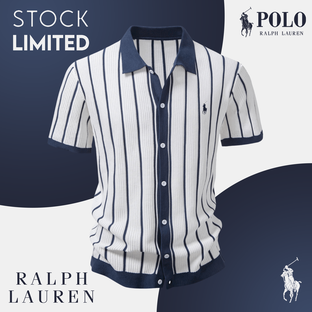 Ꮢalph Lauren™ Striped Button-Up Knit Polo