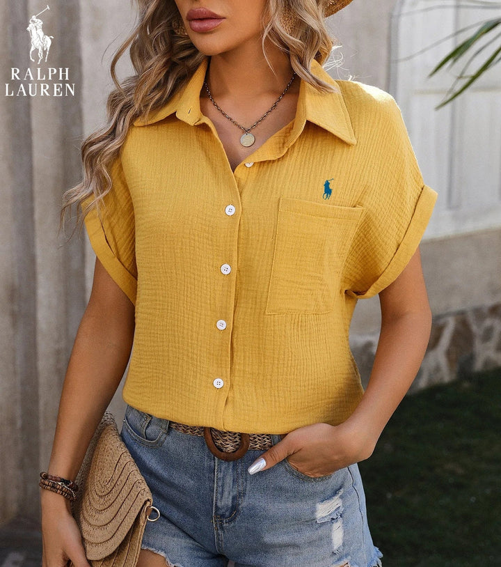 R. Lauren Short Sleeve Shirt with Chest Pocket – Airy Cut